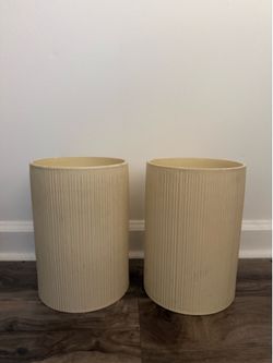Set of 2 Threshold Studio McGee Ribbed Stoneware Vases in Cream