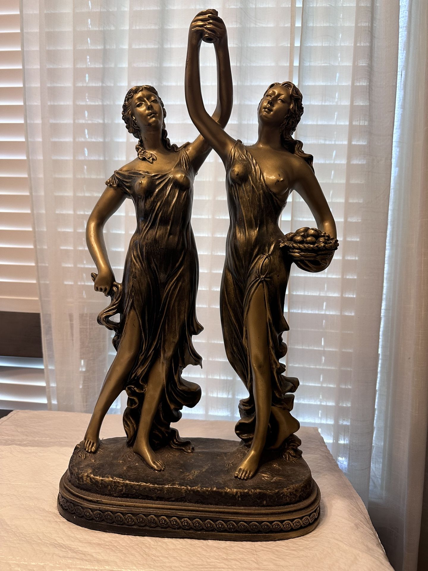 Vintage Art Nouveau Bronze Collector's 1952 Nymph Goddess Statue Sculpture RARE