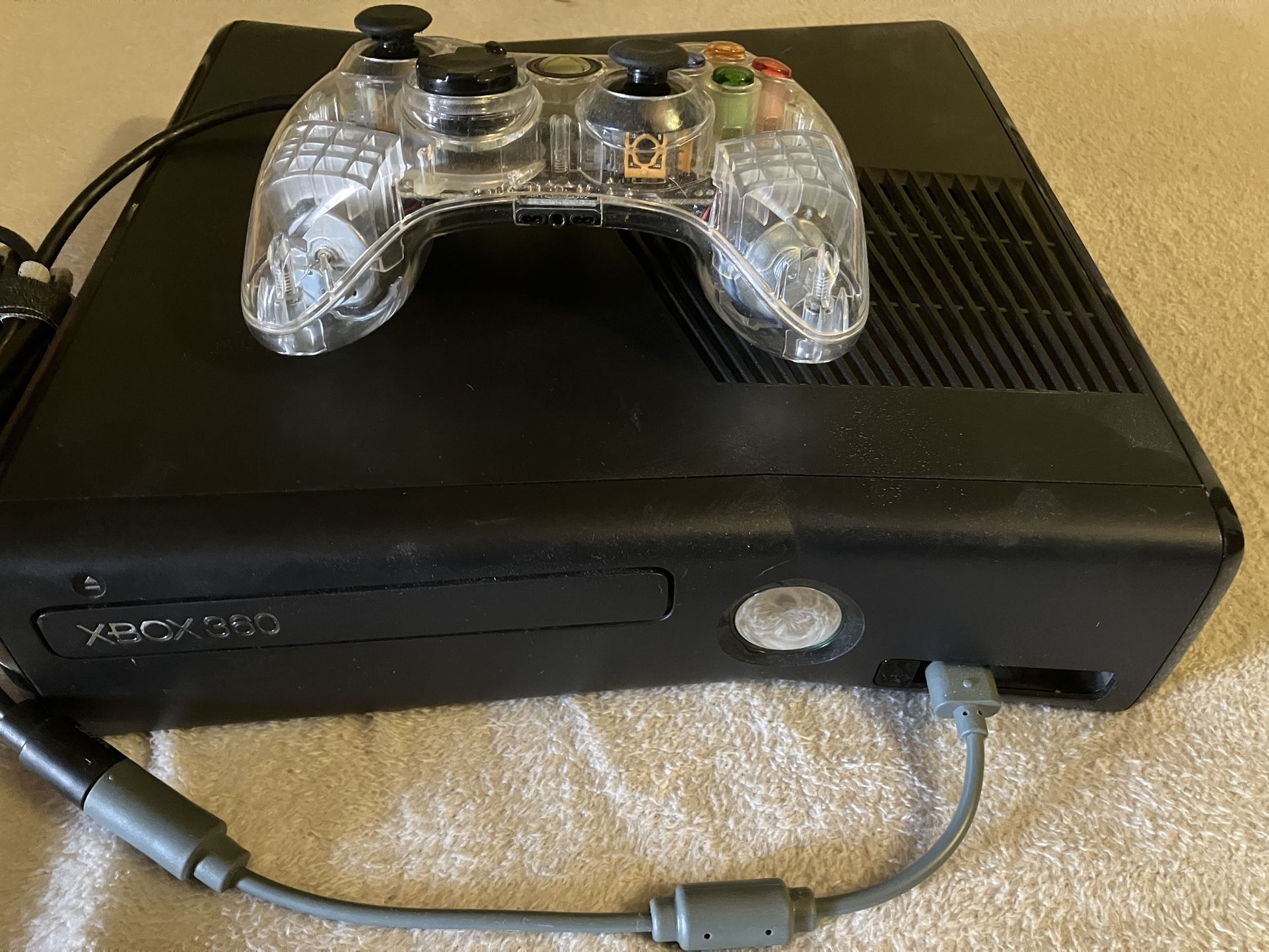 Xbox 360 Slim With Controller And Cables