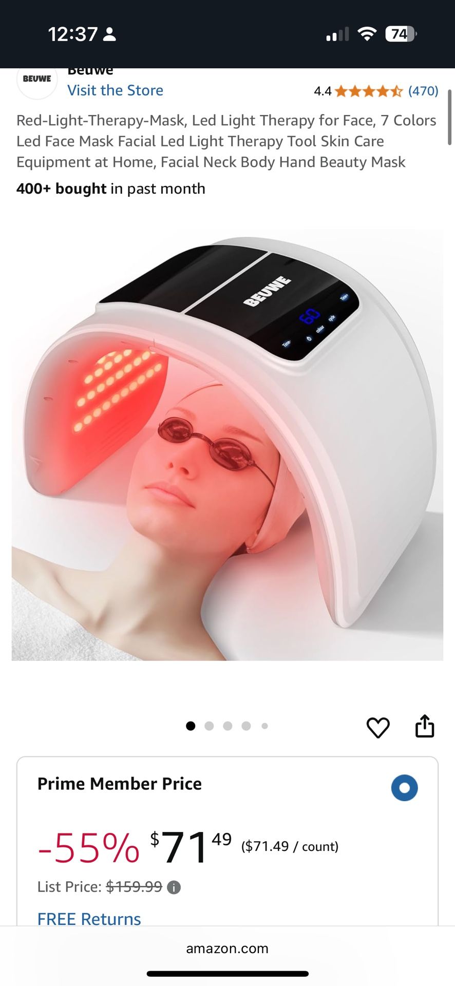 Red-Light-Therapy-Mask, Led Light Therapy for Face, 7 Colors Led Face Mask Facial Led Light Therapy