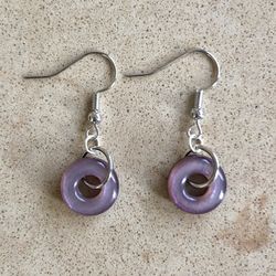 🍆 Pretty, purple aubergine & Iris lucite donut ring bead earrings