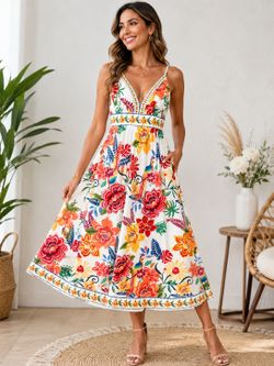 🌺 Floral Tropical Maxi Dress Size M – New 🌺