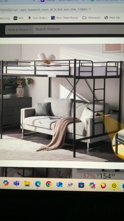 Black Metal Loft Bed - Double