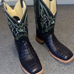 Justin Boots George Strait Haggard Collection  Black Caiman Western Boots Size 9D