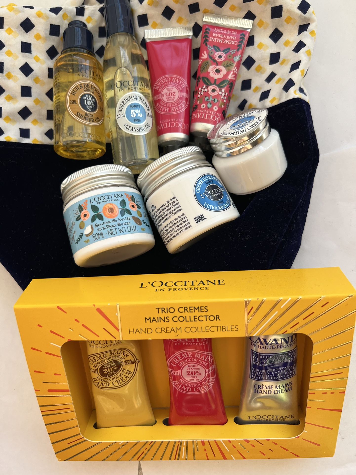L'Occitane Gift Set Skin Care 7 Traveler Size + 3 Full Size Hand Cream Brand New
