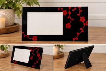 Black & Red Floral 4x6 Picture Frame
