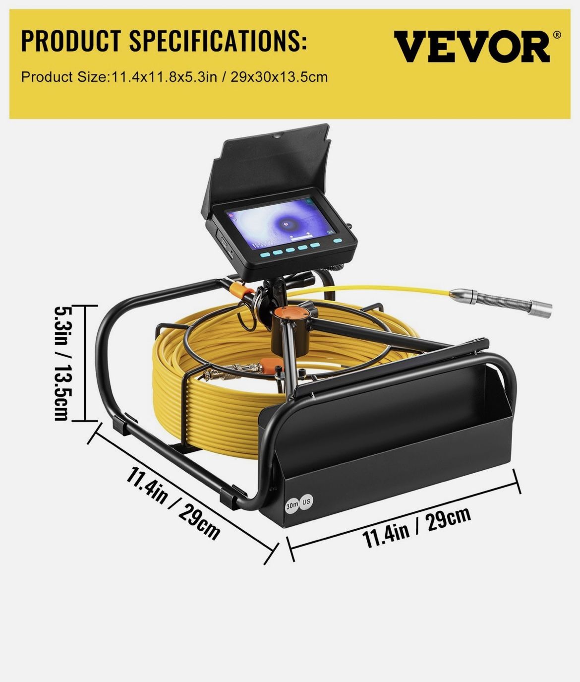 VEVOR Sewer Camera Pipe Inspection Camera 30M / 98.4FT