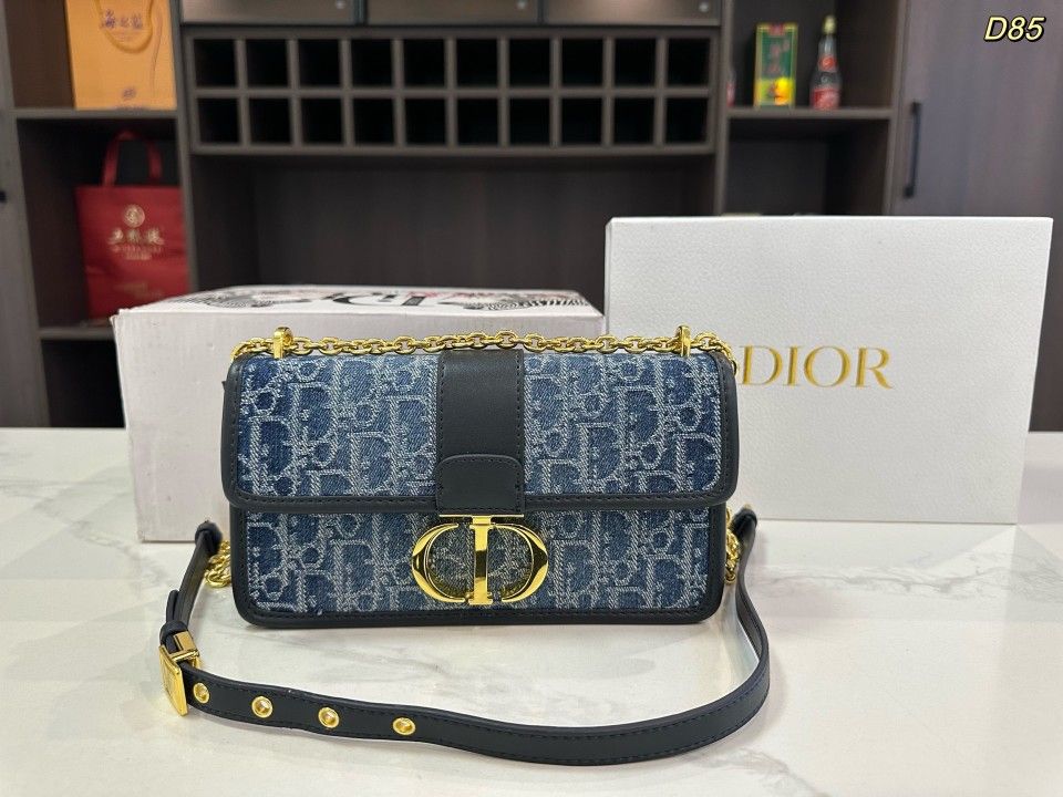 Women's blue leather shoulder bag