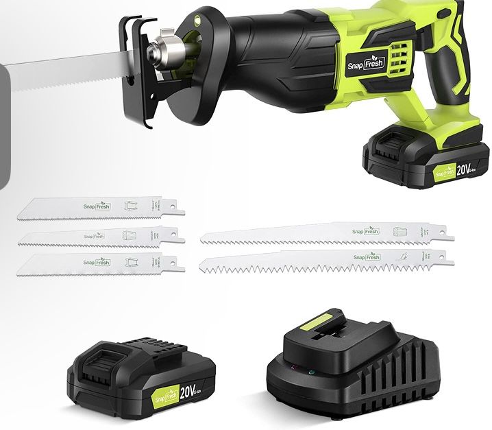 Snapfresh Brushless Reciprocating Saw With 5 Blades And 1 Hour Rapid Charger Battery Included 