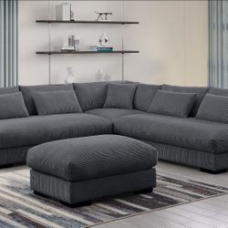 New! Ultra Plush Sectional Sofa, Deep Seating Couch, Sectional, Grey Sofa, Gray Couch, Sectional And Ottoman, Soft Upholstered Sofa, Sectionals, Sofas