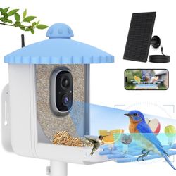 Smart Bird Feeder with Camera Solar Powered , 1080P HD AI Identify Wild Bird Feeder Camera 5000mAh, Auto Capture Bird Videos