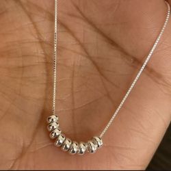 925 Sterling Silver Geometric Minimalist Necklace With Nine Silver Rings