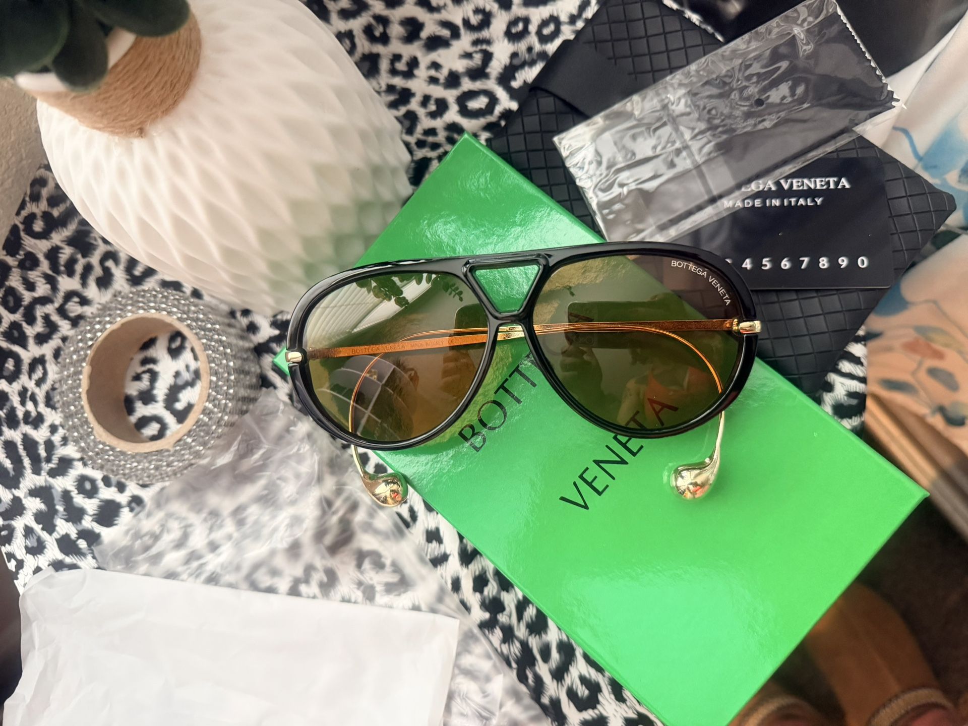 New With Box Bottega Aviator Drop Sunglasses