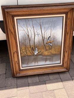 Vintage painting duck scene