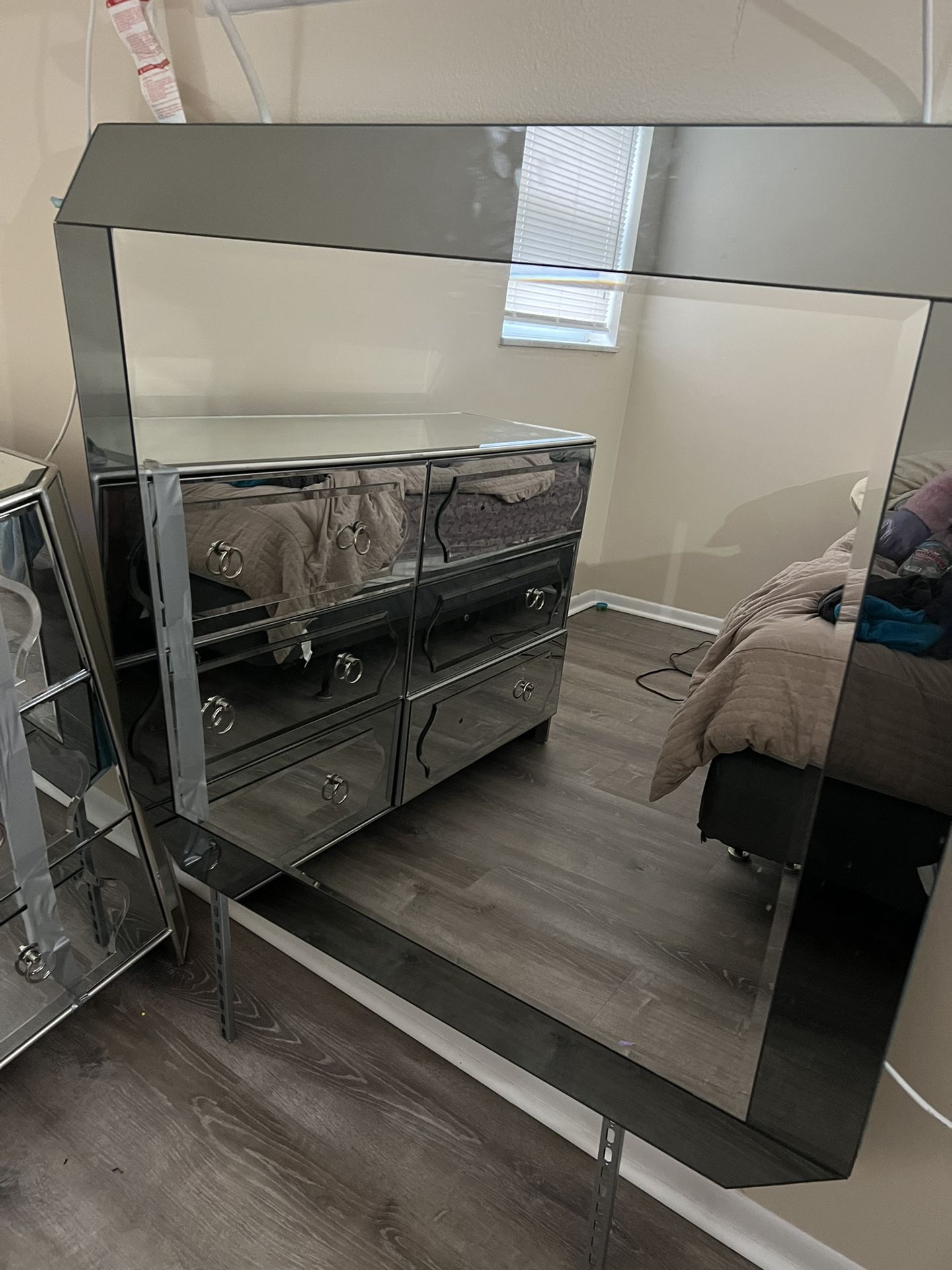 Glass Dresser W/ Mirror 