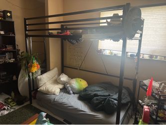 Loft black metal bed frame