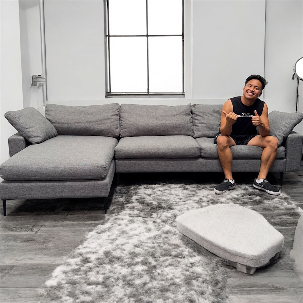 ❗️Half Priced❗️ Nova 114" Reversible Sectional - Gravel Gray by Article - Good as New - Can Set Up