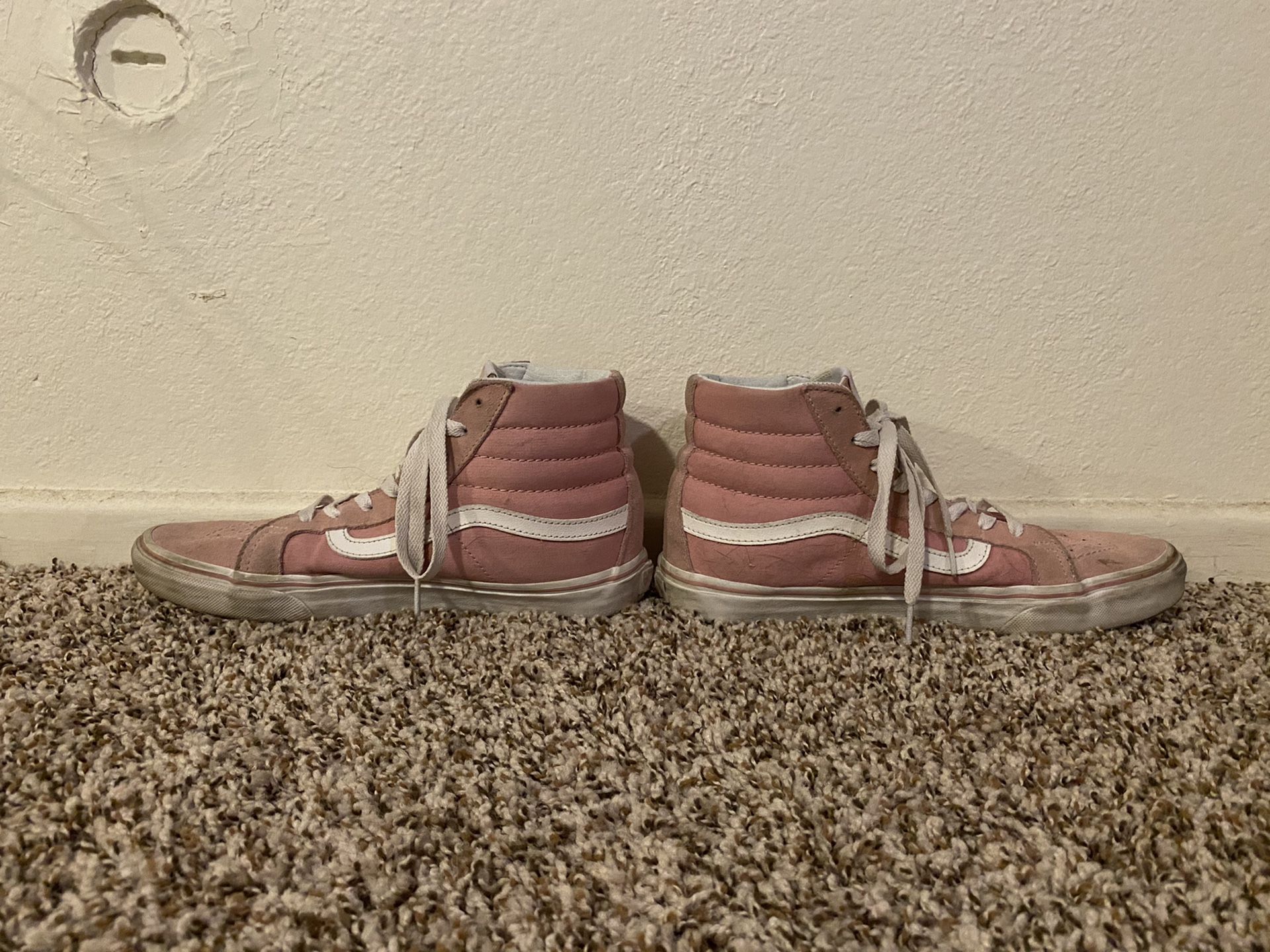 Pink vans high top shoes size men’s 7.5