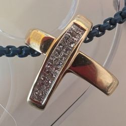 Sale 14KGOLD with 2 Rows Of Diamonds, Chain Not Included