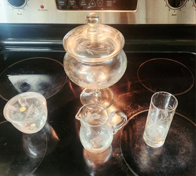 X4 Vintage Romanian Glass Dishes (All 4 For $20 Bucks)