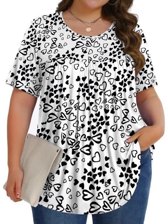 New 4X Women's Heart Tunic Top Short Sleeve