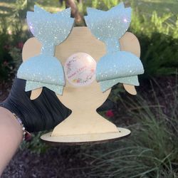 Chunky Glitter Blue Color Girls Hair Bows 