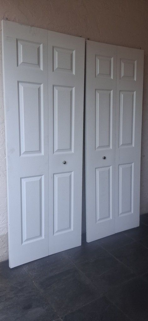 $65 Each 30x79 Bi-fold Closet Door Bedroom Laundry Hallway Kitchen Organizer Bifold Six Panel Style