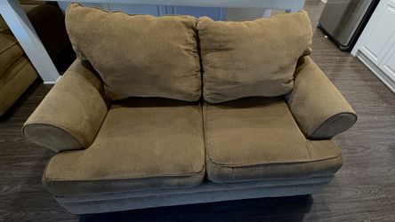Tan Microfiber Sofa and Loveseat Set