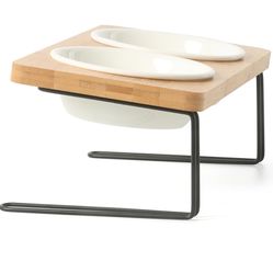 Elevated + Tilted Ceramic Bowl Set For Cats Or Small Dogs