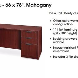ULINE Classic Office L Desk 66x78 Mohogany