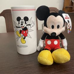 Mickey Mouse Vase And Plushie