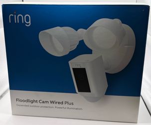 Ring Camera Floodlight Cam Plus Wired - Outdoor Smart Security Camera with 2-LED Lights, 2-Way Talk, Color Night Vision, White
