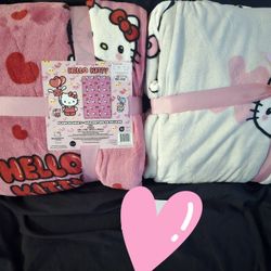  NEW Hello Kitty Plush Blankets – $50 Each or $90 for Both