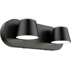 2 Light Bathroom Vanity Light LED Black Bathroom Light Fixtures Up and Down Rotatable Dimmable 13 inch Bathroom Lighting