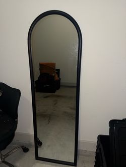 Full-Length Arched Floor Mirror Black Frame