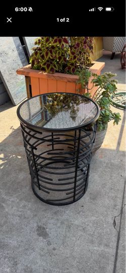 Metal base mirror side table 22 tall 16 wide