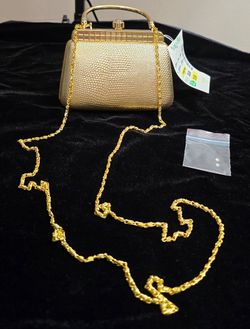 Stein Mart Gold Hard Case Minaudière Evening Clutch With Strap Rhinestones 2007