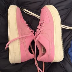 NIKE Air Force 1 Sage Low Psychic Pink Leather Wedge Sneakers     Size:  US 7
