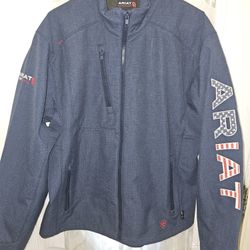 NEW ARIAT FR MEN'S TEAM LOGO INSULATED WATERPROOF JACKET SIZE LARGE REGULAR 