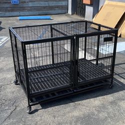 43” Large Heavy-Duty Dog Cage, Foldable, And Stackable Up To 3 - Tiers (New) 📦 