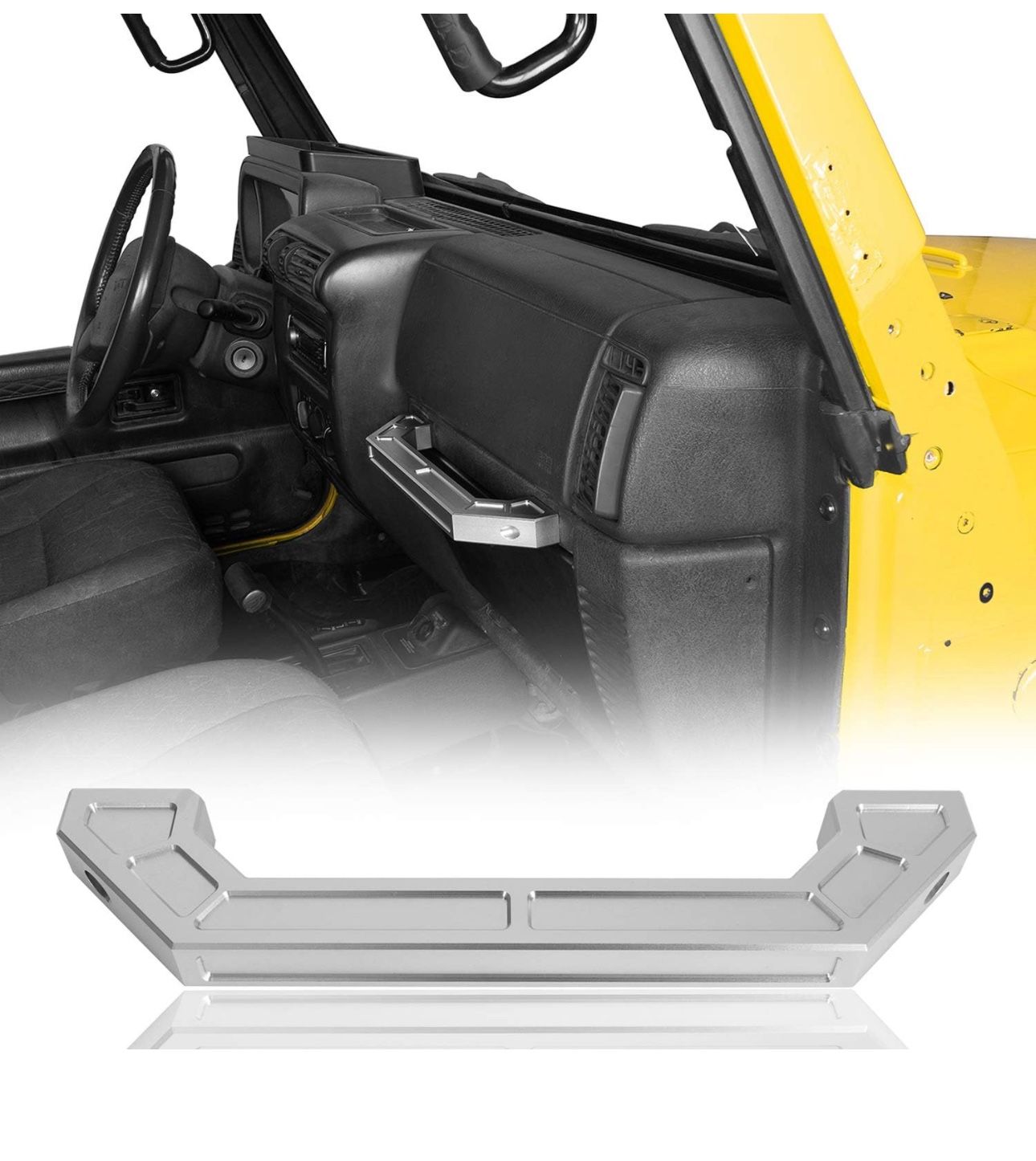 Hooke Road Wrangler Jeep Passenger Side TJ Grab Handle Aluminum Dash Grab Bar Compatible with Jeep Wrangler TJ 97-06