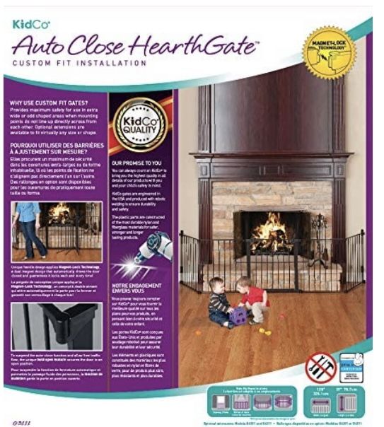 KidCo G6602 Hearth Gate Black Bundle Fits 137" (2) Items (1) G3111 Hearth Gate and (1) G4301 9" Extension