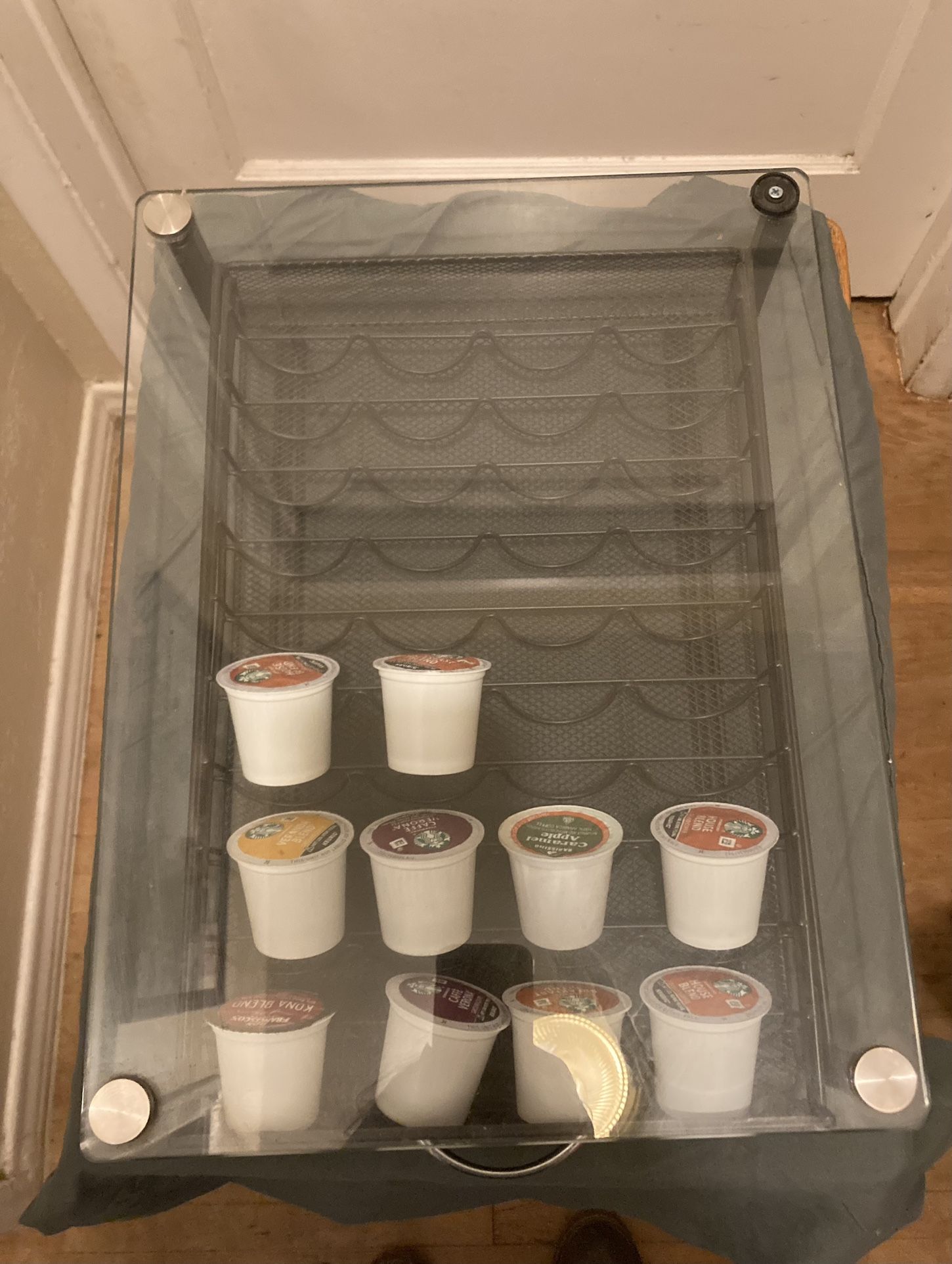 Glass top Drawer Coffee Pod Storage