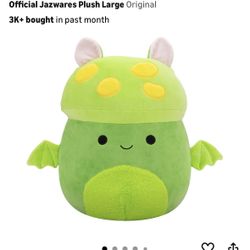 Squishmallows 14-Inch Earling, Neon Green Mushroom Bat Official Jazwares Plush Large Original