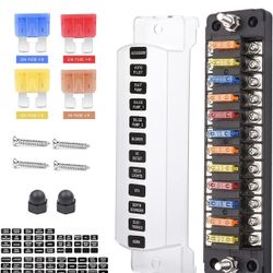 Cuchilla de caja de fusibles de 12 vías de 12 V, portafusibles de 12 voltios, sin indicador LED, cubierta resistente a la humedad, con portafusibles p