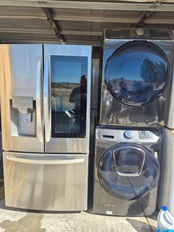LG French Door Refrigerator Samsung Washer With Ad Wash Door And Gas Dryer Set