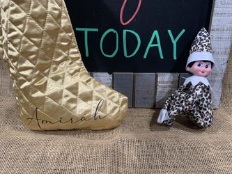 Cheetah Leopard Print Elf Doll With Personalized Stocking