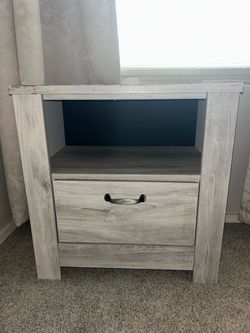 Whitewash Wood Nightstand X2