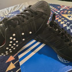 ADIDAS SUPERSTAR WOMEN SHOES FV3343 BLACK WHITE STUDDED Size 8.5