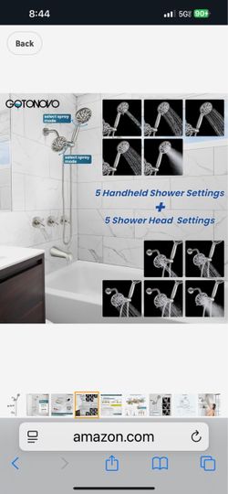 gotonovo 3 Handle Tub Shower Faucet Set, Dual Shower Head and Handle Set, Bathtub and Shower Faucet Combo,Shower System Nickel and black C51